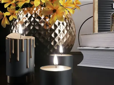 black and gold decorative set 3D model