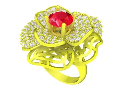 Luxury Floral Cluster Gemstone Ring for Women 6122 3D print model
