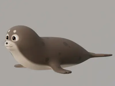 Rigged Cartoon Seal 3D model