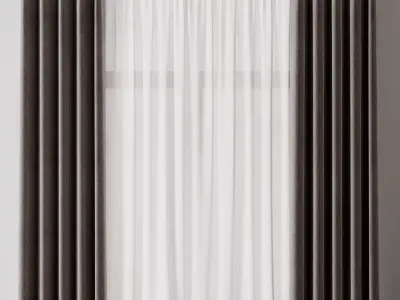 Rod Curtain - Brown Ring curtains 29 HBH Low-poly 3D model