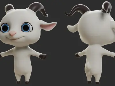 Goat  Cartoon Low-poly 3D model