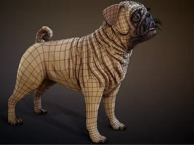 Pug low-poly Low-poly 3D model