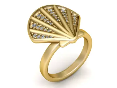 SHELL DESIGN GOLD RING 3D PRINTABLE MODEL 3D print model