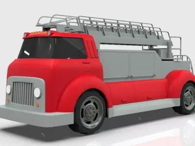 Firetruck Cartoon Vehicle  Low-poly 3D model