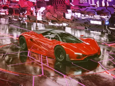 Sci Fi Car Scene Low-poly 3D model