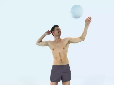 Virtue 04J Beach Serving Sports Man Low-poly 3D model