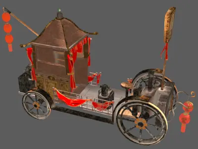 Chinese style horror wedding car Low-poly 3D model