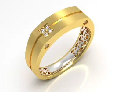 Man Two-Tone Gold STL Ring Model mr0245 3D print model