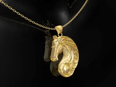 Head Horse Pendant Jewelry Gold 3D print model