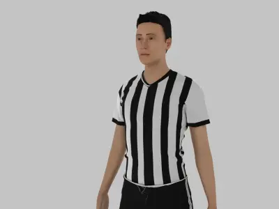 Footballer referee in soccer uniform Low-poly 3D model