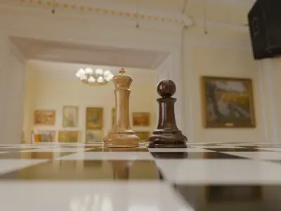 Photorealistic Wooden Chess Pieces King and Pawn Free 3D model