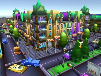 Simple City Constructor Low-poly 3D model