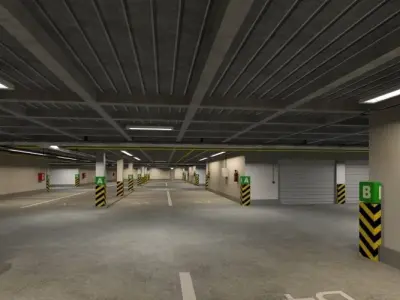 Underground parking garage 01 3D model