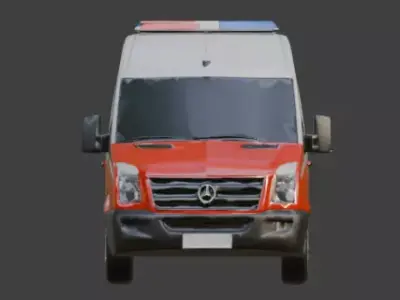 Low Poly Medical Ambulance 3D Model Low-poly 3D model