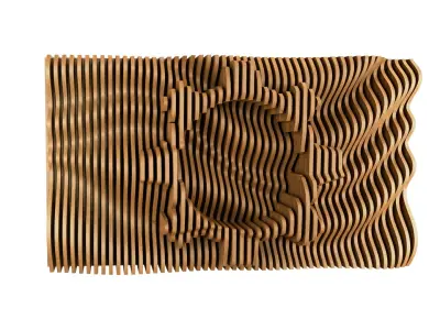 Parametric Wavy Wooden Wall Decor 22 - wood cutting machines 3D model