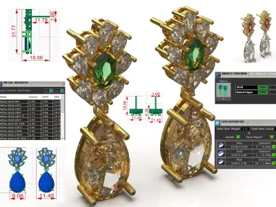 Earrings Emerald Teardrop a Symbol of Luxury Shine je0138 3D print model