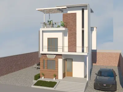 High-tech designed home only exterior of a model is available 3D model