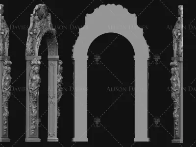 Ornate elaborate door arch fits my Folly 3D print model 3D print model
