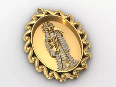  santa muerte holy death small size pendant 3D STL 3DM skull 3D print model