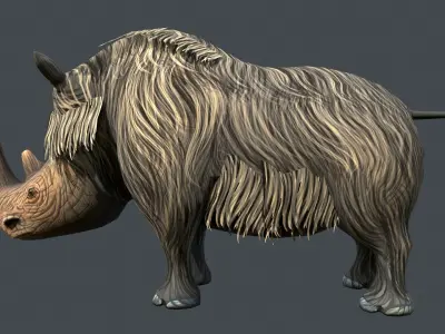 Woolly Rhinoceros Low-poly 3D model