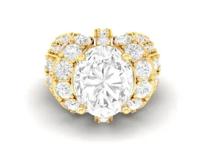 Luxury Oval Diamond Mens Statement Ring with Pave Setting  156 3D print model