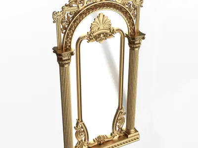 Carved Classic Mirror 01 Low-poly 3D model