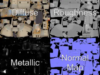 Medieval Castle Model Pack with Towers and Flags Low-poly 3D model