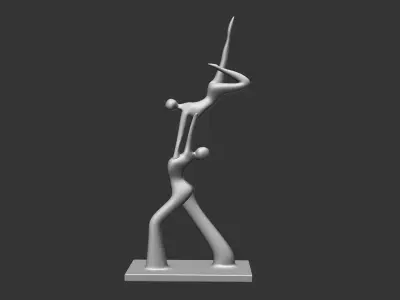 Abstract Statue Acrobatic Dancing Couple 3D model