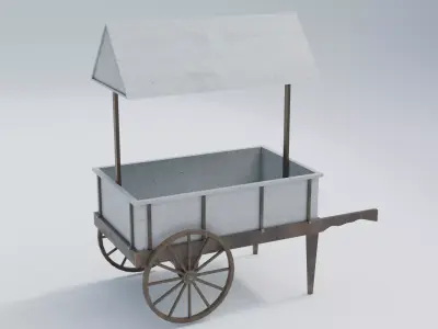 Wooden cart - Market cart Low-poly 3D model