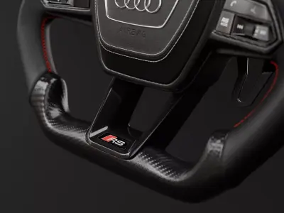 High-Detail Audi RS Carbon Fiber Steering Wheel 3D model