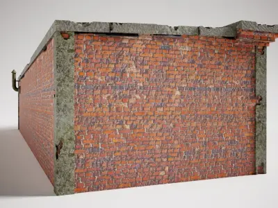 old brick damaged garage da1 Low-poly 3D model