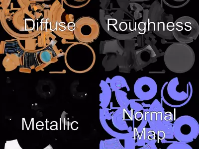 Golden Nautical Telescope model pack Low-poly 3D model