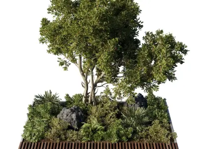 Concrete  Plants - set outdoor plants 199 3D model