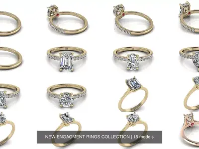 NEW ENGAGMENT RINGS COLLECTION 3D Model Pack