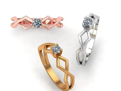 SOLITAIRE diamond ring with render details 3D print model