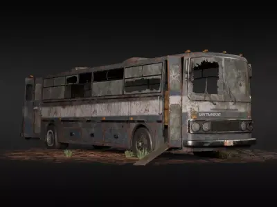 Abandoned bus Low-poly 3D model