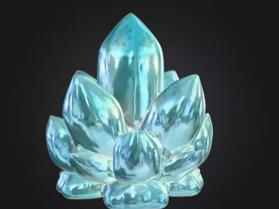 Aqua Lotus Crystal Low-poly 3D model