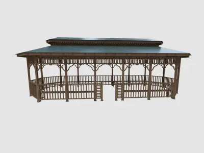 Wood Garden Pergola - Gazebo 04 Low-poly 3D model
