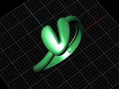 V alphabet bypass shell hallow ring 3D print model
