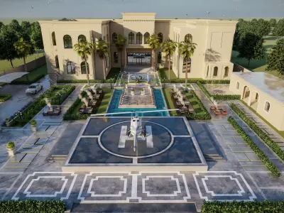 Big luxury backyard design sketchup with lumion file water pool 3D model