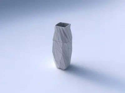 Vase rectangle with twisted random triangle plates 3D print model
