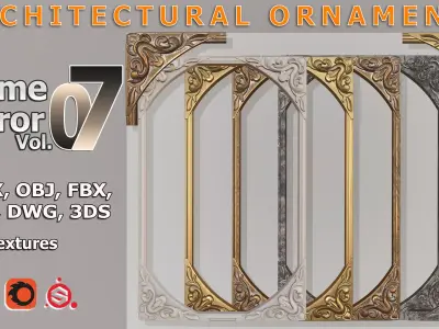 Frame Mirror Ornamental Art Nouveau - 3 Materials - Vol 07 3D model