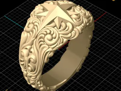 star ring Silver Gold  Print 3D print model