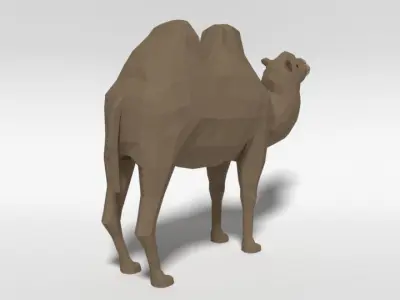 Low Poly Cartoon Bactrian Camel  Low-poly 3D model