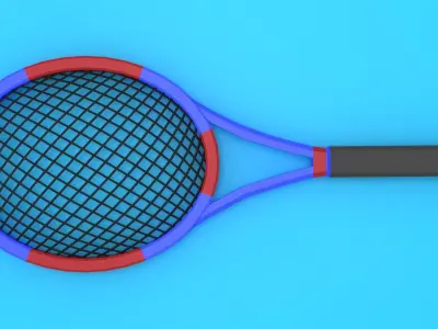Tennis Racket and Balls Low-poly 3D model