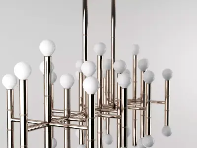 Meurice modern chandelier with metal rods and glass balls 3D model