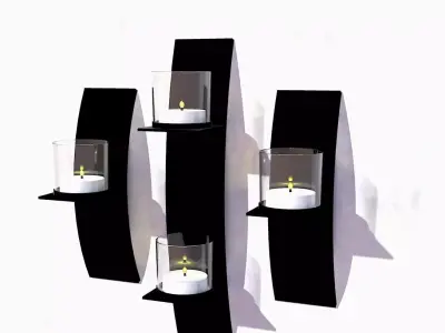 Candle holders with four candles Free 3D model