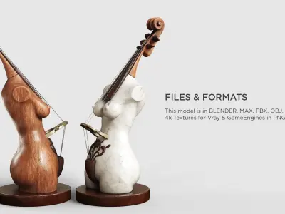 Music Girl Sculpture Low-poly 3D model