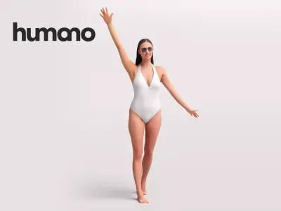 Humano Beautiful Woman standing in swimsuit pool-2511-050-7610 3D model