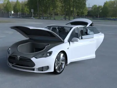 Tesla Model S with chassis interior HDRI 3D model